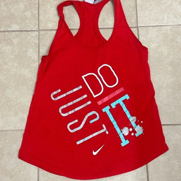 Nike Women Athletic Sleeveless Just Do it Tank Top Red size Small - Picture 1 of 6